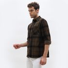 Men's Muted Olive Green Plaid Classic Casual Shirt, Olive, small image number null
