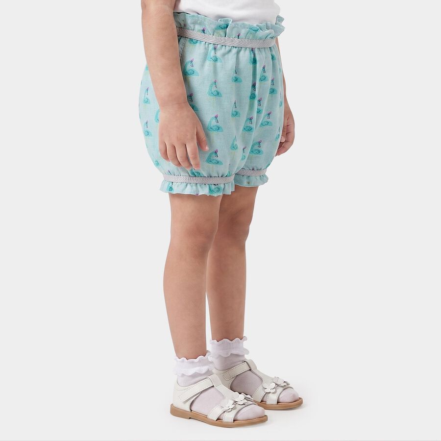 Girls' Light Blue Bubble Fit Printed Bloomer, हल्का नीला, large