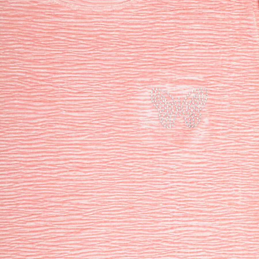 Girls' Light Pink Round Neck Casual Printed T-Shirt, Light Pink, large image number null