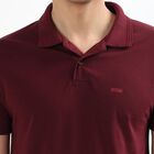 Men's Deep Wine Polo Neck Casual T-Shirt, Wine, small