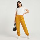 Women's Yellow Floral Printed Harem Pants, Yellow, small