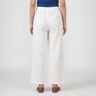 Women's Off White Wide-Leg Solid Palazzos, ऑफ व्हाइट, small