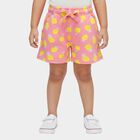Girls' Bright Pink Pineapple Print Cotton Shorts, हल्का गुलाबी, small