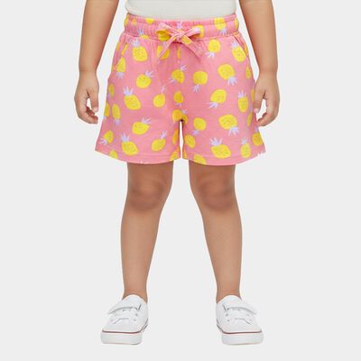 Girls' Bright Pink Pineapple Print Cotton Shorts