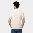 Men's Off White Cotton Polo Neck Polo T-Shirt, ऑफ व्हाइट, small