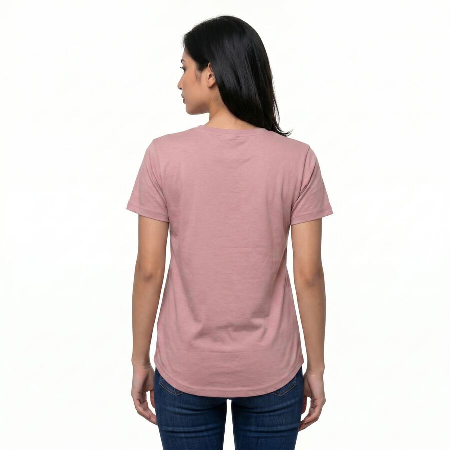 Women's Lilac Round Neck Regular T-Shirt, लाइलेक, large