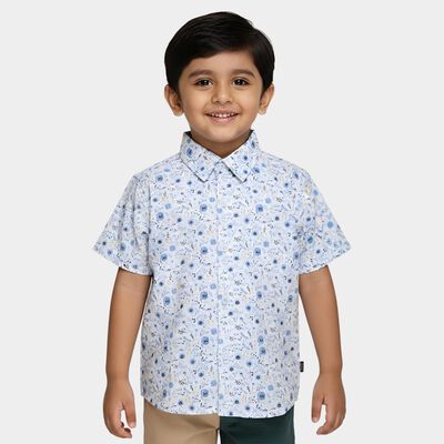 Boys Light Blue Cotton Half Sleeve Classic Casual Shirt