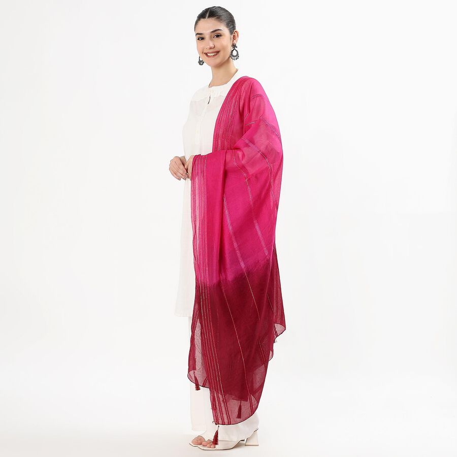 Ladies' Dupatta, रानी (फ्यूशिया), large image number null