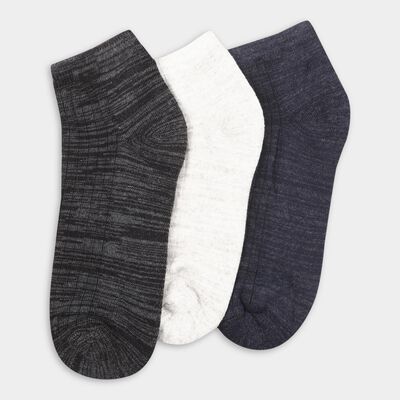 Men's Dark Charcoal Black and Eggshell White Cotton Blend Ankle Socks