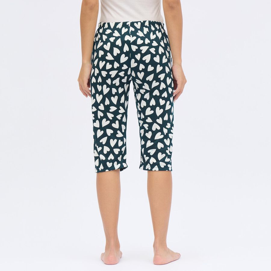 Women's Deep Teal Regular Fit Printed Jogger Capri, Teal Blue, large image number null