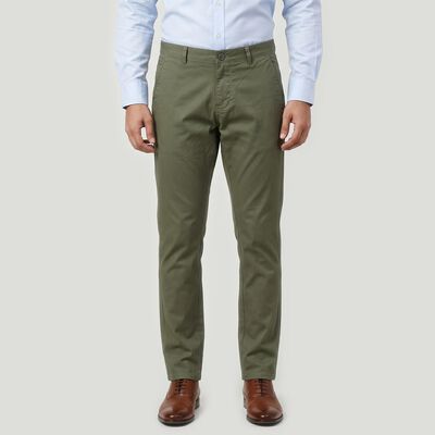 Men's Olive Green Slim Fit Chino Trousers