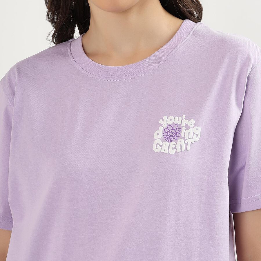 Ladies' 100% Cotton Round Neck T-Shirt, Lilac, large image number null