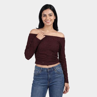 Women's Wine Off Shoulder Top