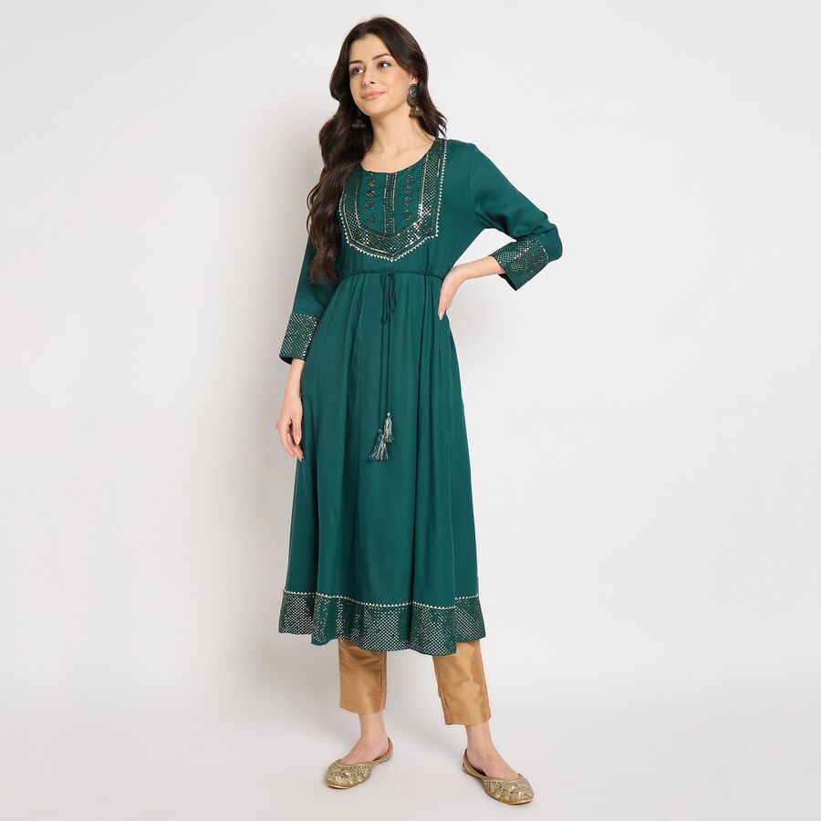 Ladies' Kurta , गहरा हरा, large image number null