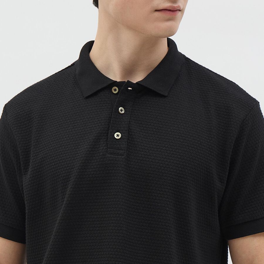 Men's Jet Black Polo Neck Classic T-Shirt, Black, large image number null