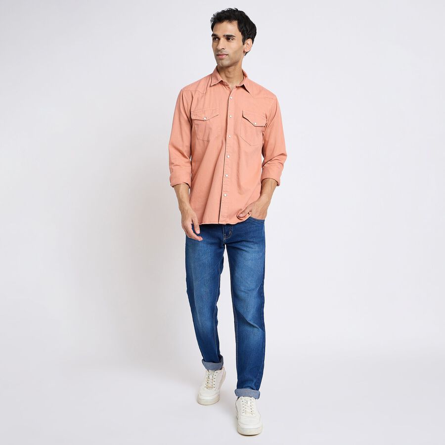 Men's 100% Cotton Casual Shirt, Peach, large image number null