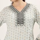 Women's Light Blue Floral Printed Ethnic Set, हल्का नीला, small