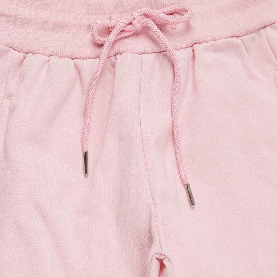 Girls' Soft Pink Glitter Bow Elastic Waist Winter Pyjama, हल्का गुलाबी, large image number null