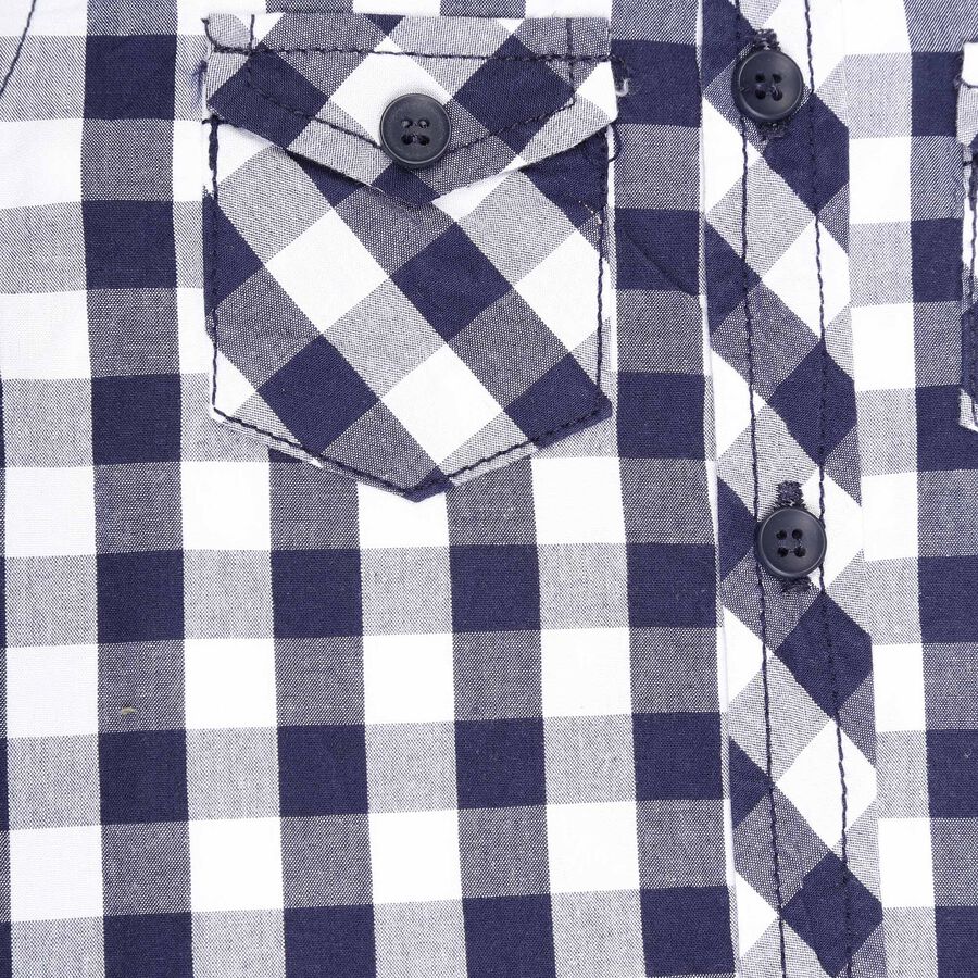Infants Checks Shirt, Navy Blue, large image number null