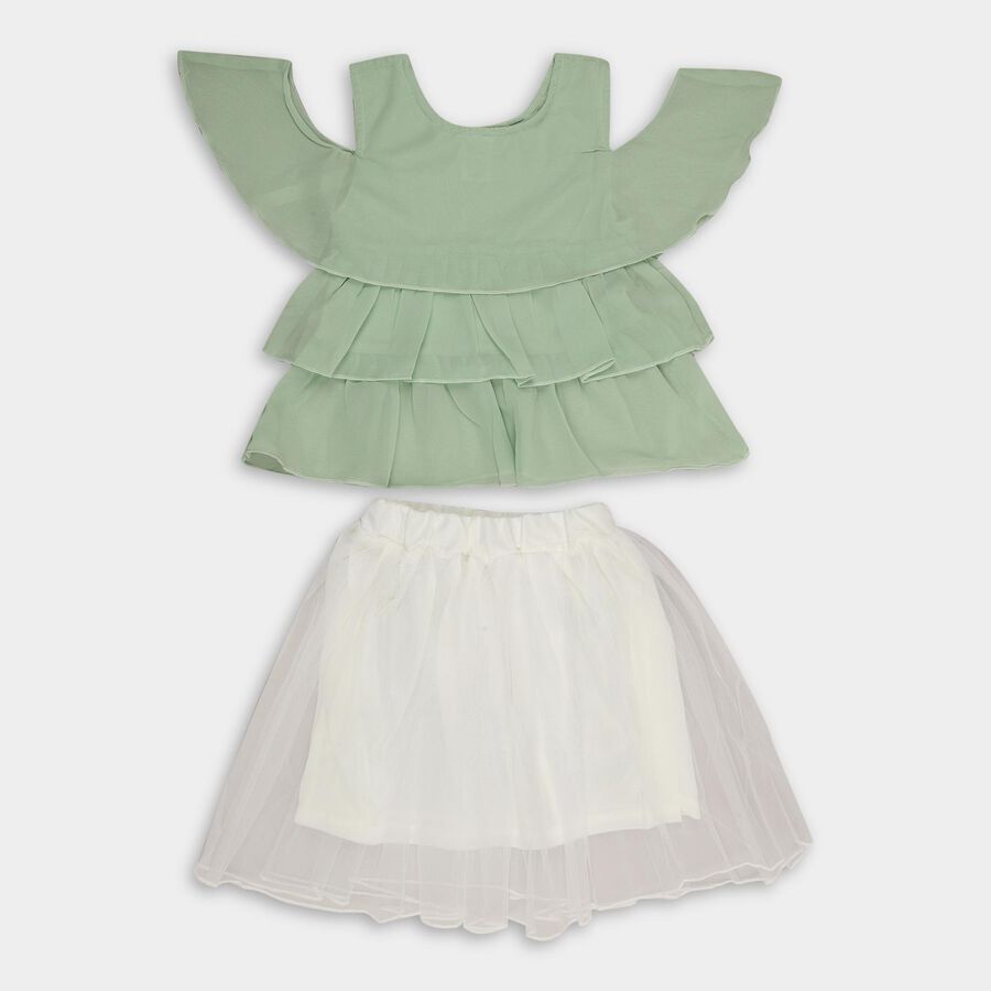 Girls' Top Skirt, हल्का हरा, large
