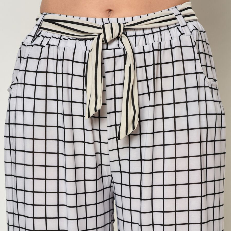 Checks Culottes Fit High Rise Trousers, Black, large image number null