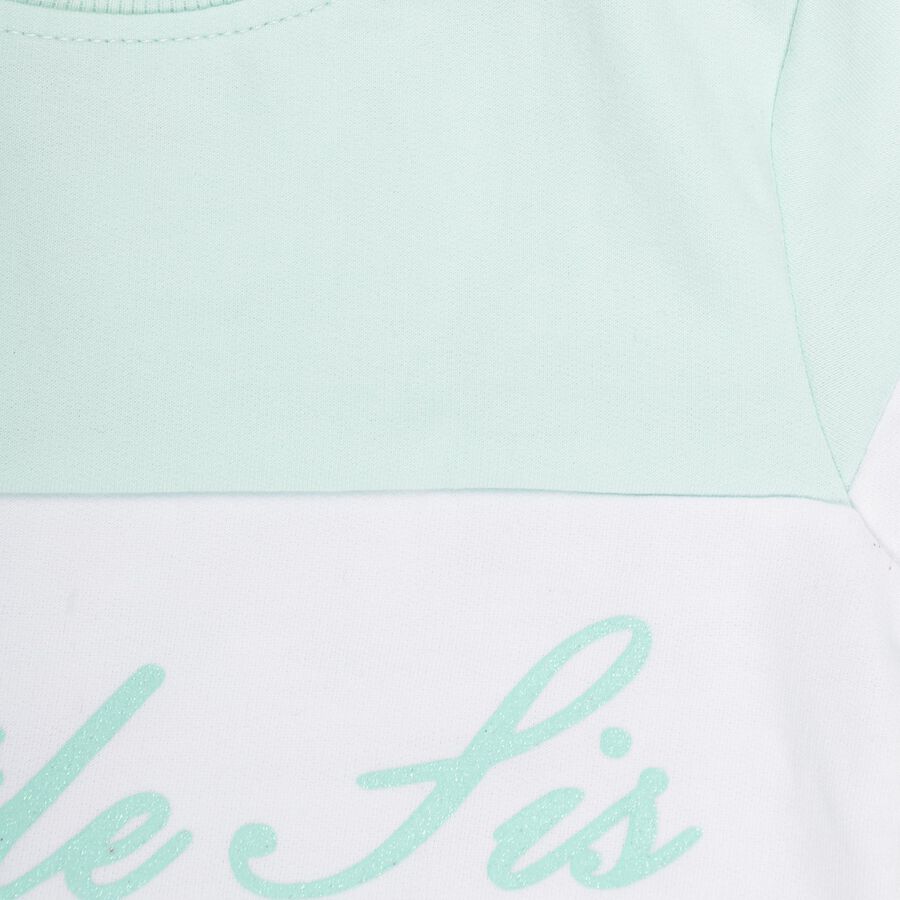 Infants Light Mint Green Crew Neck Casual Sweatshirt, हल्का हरा, large image number null