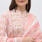 Women's Light Pink Cotton Round Neck Straight Kurta, हल्का गुलाबी, small image number null