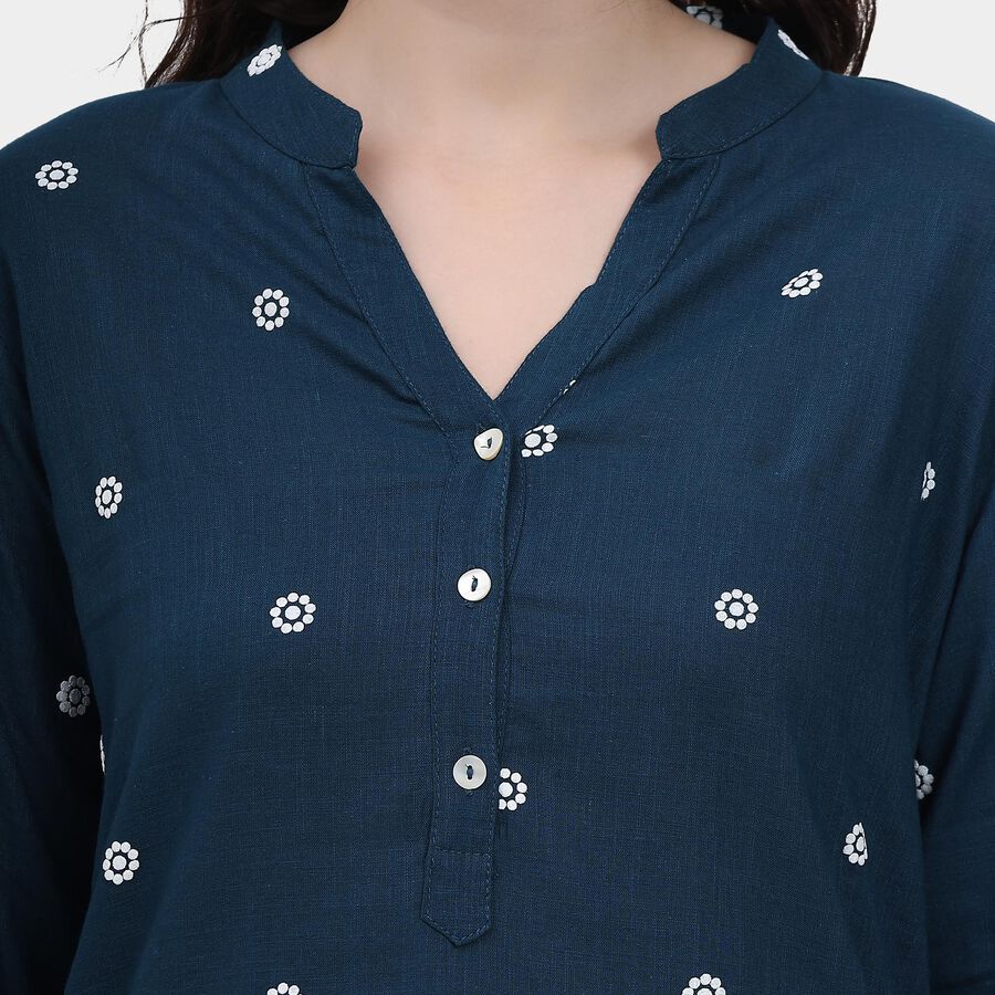 Ladies' 100% Cotton Kurti , Teal Blue, large image number null
