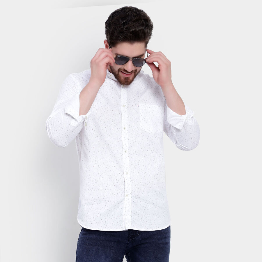 Printed Casual Shirt, White, large image number null