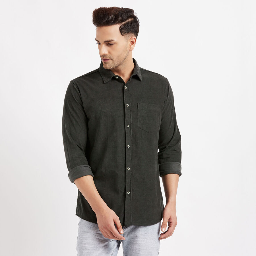 Cotton Solid Casual Shirt, Olive, large image number null