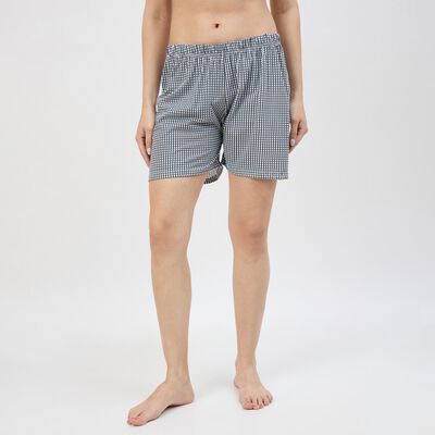 Women's Black Regular Fit Cotton Shorts