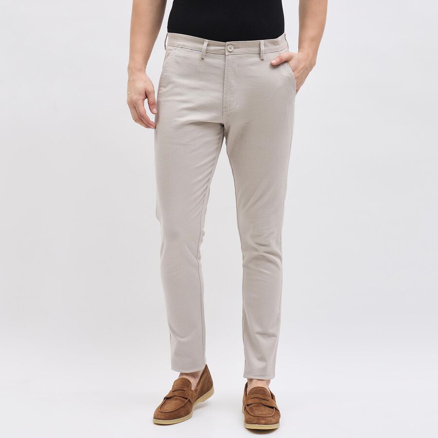 Men's Slim Fit Casual Trousers, Beige, large image number null