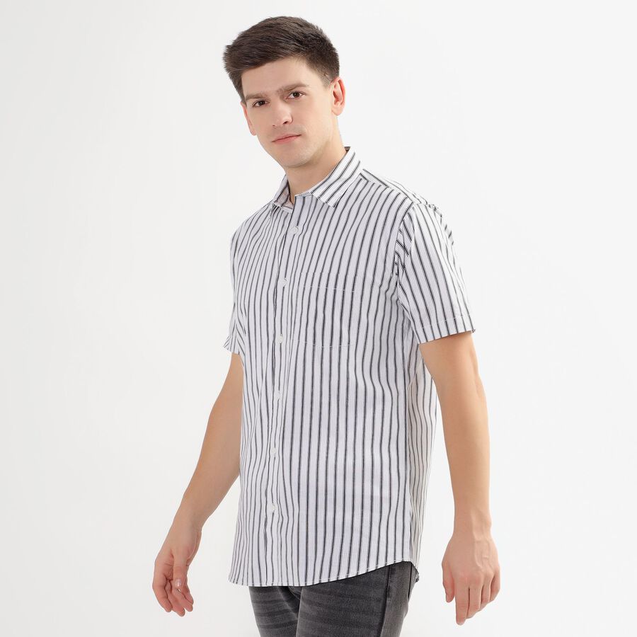 Men's Rich White Cotton Regular Collar Casual Shirt, White, large image number null