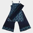 Girls Navy Blue V Neck Fusion Set Upper and Bottom Set, Navy Blue, small