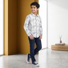 Boys White Cotton Collar Regular Fit Shirt, White, small