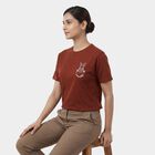 Women's Rust Round Neck Casual T-Shirt, Rust, small