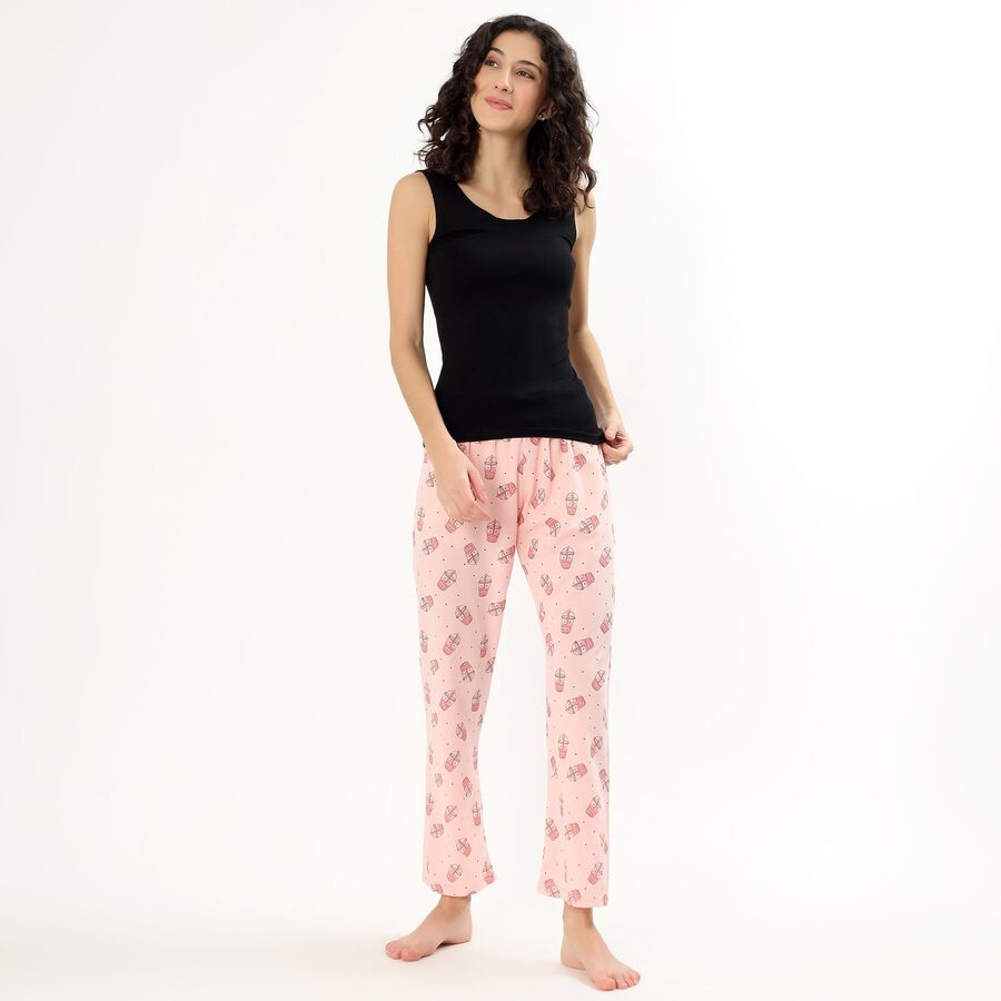 Women's Light Grey Relaxed Fit Cotton Blend Pyjama, हल्का गुलाबी, large