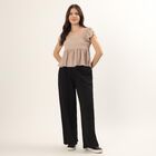 Women's Beige High Neck Textured Top, Beige, small