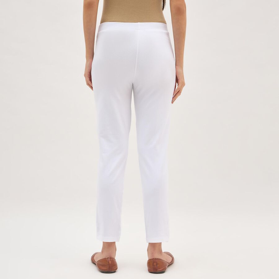 Women's Bright White Cotton Blend Ankle-Length Churidar, सफ़ेद, large image number null