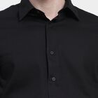 Men's Jet Black Cotton Regular Collar Formal Shirt, काला, small image number null
