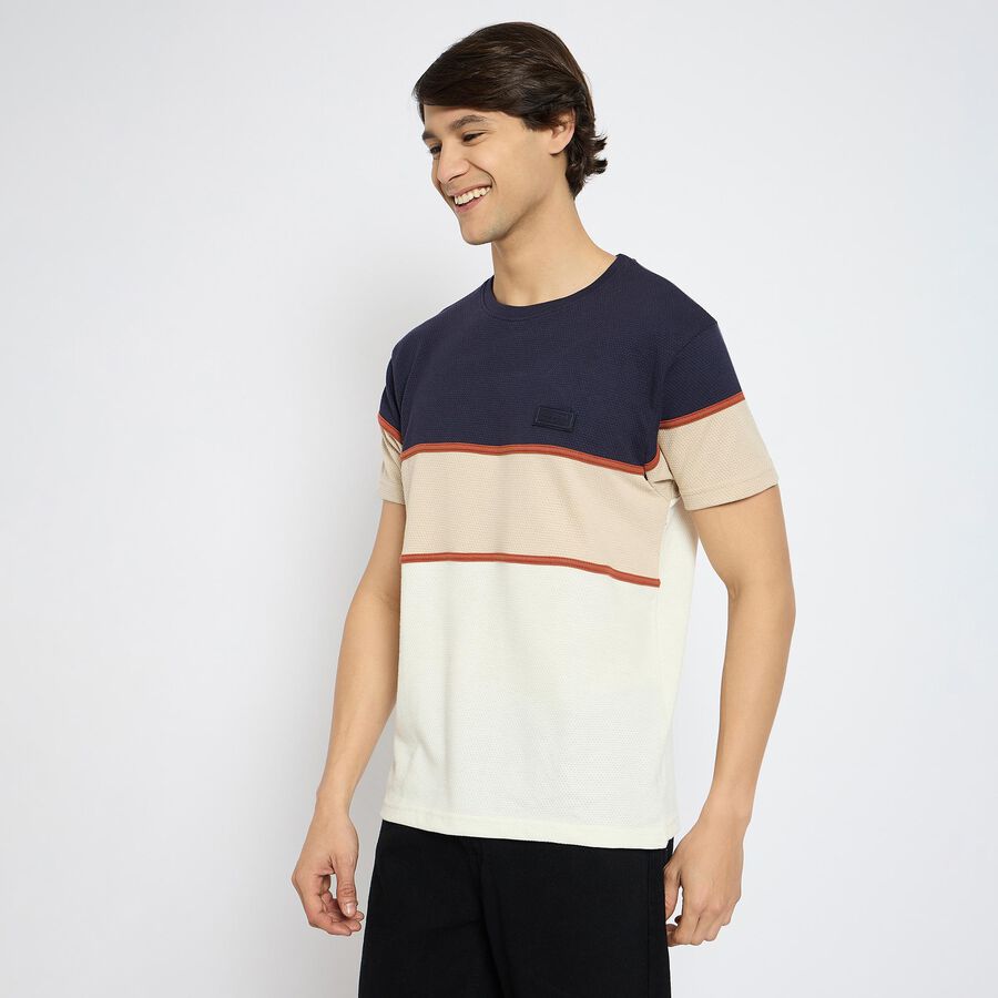 Men's Round Neck Half Sleeves T-Shirt , गहरा पीला, large