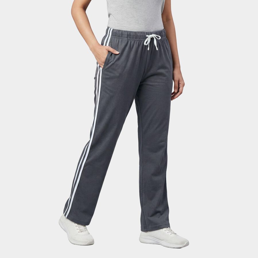 Women's Grey Regular Fit Track Pants, Dark Grey, large