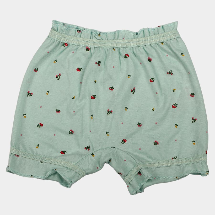 Girls' Mint Green Regular Fit Floral Printed Bloomer, Light Green, large