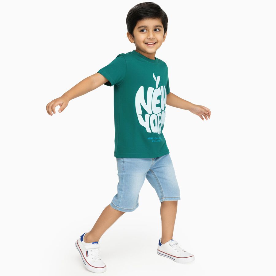 Boys' Half Sleeves T-Shirt, गहरा हरा, large image number null