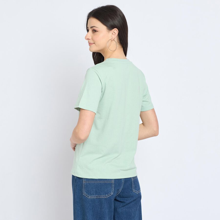 Ladies' Round Neck T-Shirt, हल्का हरा, large