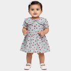 Infants' Light Green Regular-fit Floral Printed Ruffle Collar Frock, Light Green, small