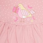Infants' Soft Pink Polka Dot and Bird Print Long Sleeve Frock, हल्का गुलाबी, small image number null