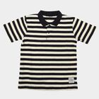 Boys' Navy Blue Polo Neck Striped Polo T-Shirt, Navy Blue, small
