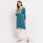 Ladies' Kurta, मध्यम नीला, small image number null