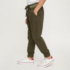 Boys' Olive Green Regular Fit Dinosaur Patch Jogger Trousers, ओलिव, small image number null